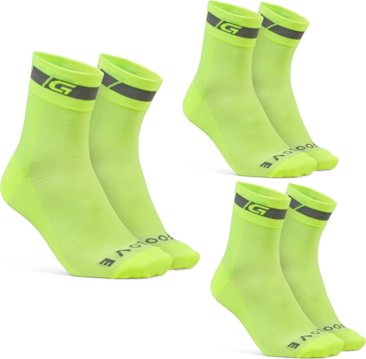 GripGrab 3-Pack Regular Cut Hi-Vis Sokken 1 GripGrab 3-Pack Regular Cut Hi-Vis Sokken
