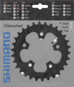 Shimano 105 5703 Triple Kettingbladen -Fietsbenodigdheden Winkel shimano kettingblad 105 fc 5703 30t steek 74 10v zwart 4524667733713 0 l